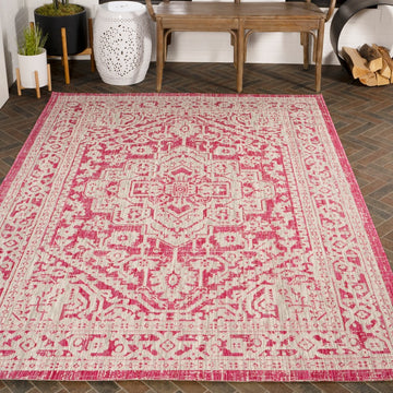 Sinjuri Medallion Textured Weave Indoor/outdoor Area Rug